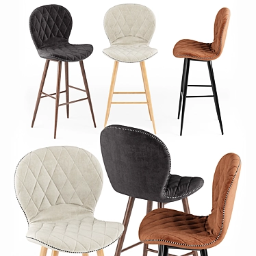 Sleek Hiro Bar Chair 3D model image 1 