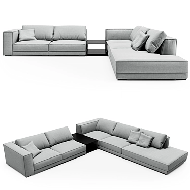 OM LOCARNO: Stylish Wooden Sofa 3D model image 1 