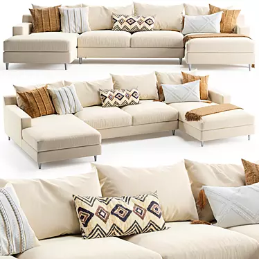 Sloan U-Sectional Sofa: Modern Elegance for Any Space 3D model image 1 