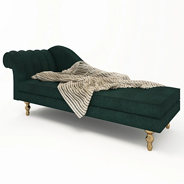 Cozy Green Sofa with Knitted Blanket 3D model image 1 