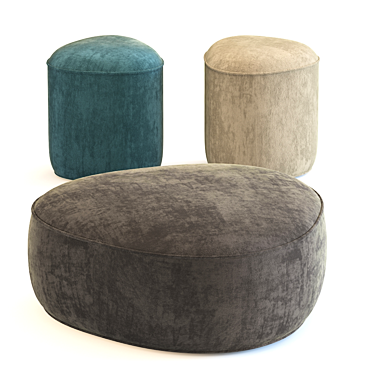 Versatile Pebble Ottoman: Stylish & Space-Saving 3D model image 1 