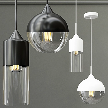 Lunar Black Pendant Light 3D model image 1 