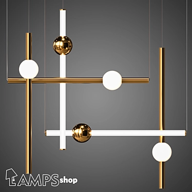 Lustrous Metal Ball Chandelier 3D model image 1 