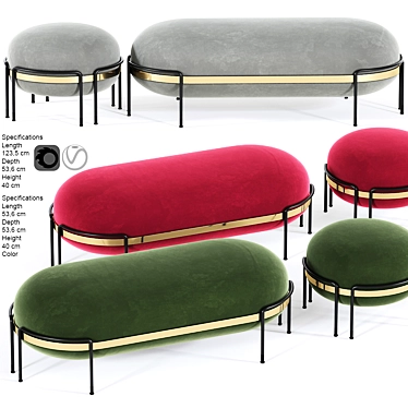 Elegant Ottoman Set for Vray & Corona 3D model image 1 