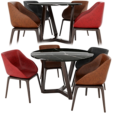 Poliform Round Dining Table Set 3D model image 1 