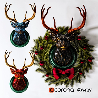 Festive Deer Christmas Decoration 3D model image 1 