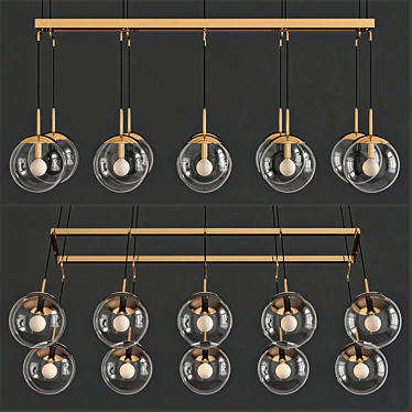 Antiqued Brass LED Linear Pendant 3D model image 1 