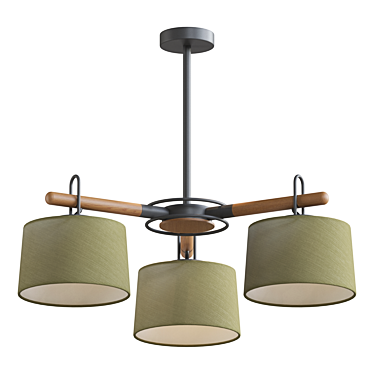 Scandinavian Style Wood and Fabric Chandelier 3D model image 1 