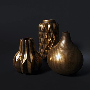 Golden Luxe Ceramic Vases 3D model image 1 