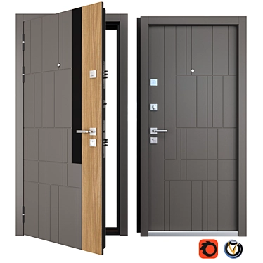 Grattel (Straj) Metal Entrance Door - Durable and Secure 3D model image 1 