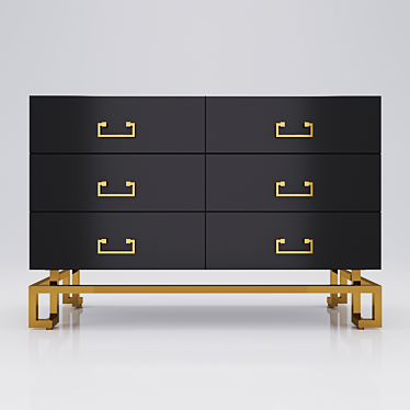 Sleek Black Metal-Leg Chest of Drawers 3D model image 1 