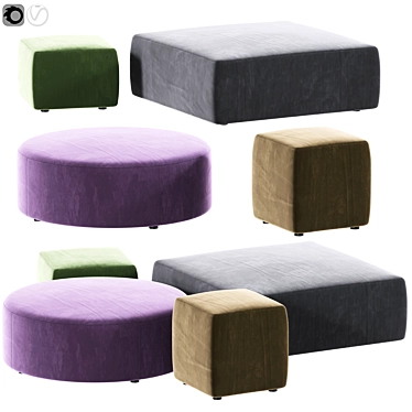 Sleek Pouf & Ottoman Combo 3D model image 1 