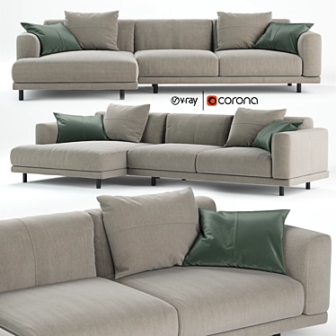 Luxurious Nevyll Sofa: Ditre Italia's Stunning 335x150 cm 3D model image 1 