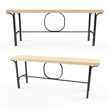 Oak Wood Console Table | H660 x W1750 x D400 MM 3D model image 1 