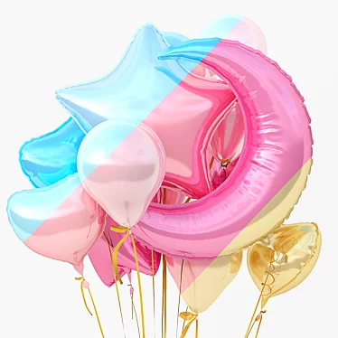 Colorful Helium Party Balloons 3D model image 1 