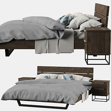Article Taiga King Bed and Nightstand 3D model image 1 