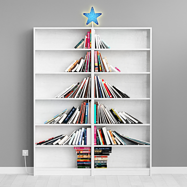 Festive Bookshelf Tree 3D model image 1 