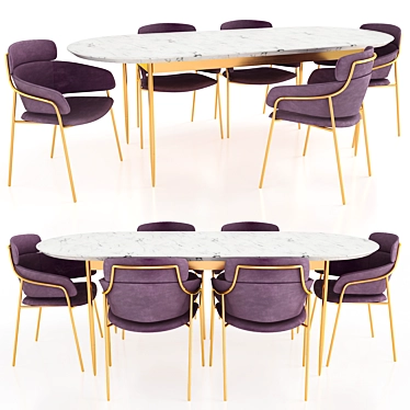 Elegant Strike Armchair & Bethan Gray Dining Table 3D model image 1 