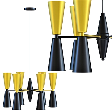 Retro-Style Hanging Torch: 12-Light Pendant 3D model image 1 