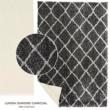 Diamond Charcoal Gray Shag Rug 3D model image 1 