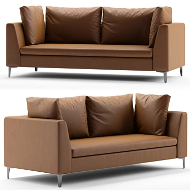 Denelli Charles Leather Sofa: Sleek and Sophisticated 3D model image 1 