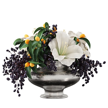 Elegant Lily and Kumquat Bouquet 3D model image 1 