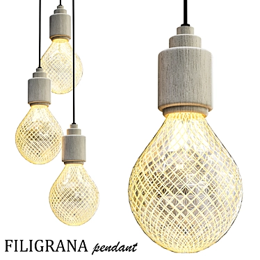 Elegant Filigrana Pendant: Illuminate with Style! 3D model image 1 