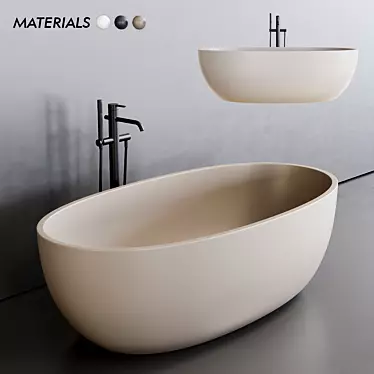 Sleek Bull Solid Surface Bathtub 3D model image 1 