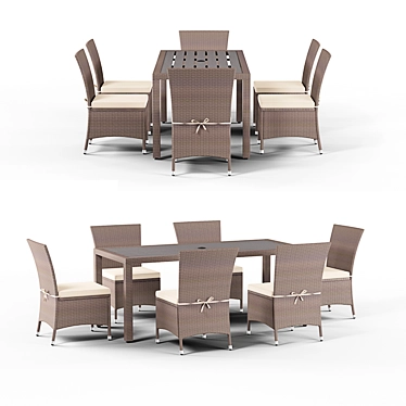 Modern Brown Outdoor Dining Set 3D model image 1 