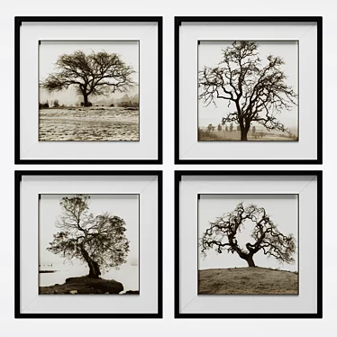 Modern Black Frame Tree Art 3D model image 1 