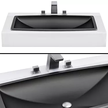 Black Rectangular Drop-in Bathroom Sink 3D model image 1 