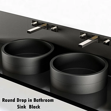 Sleek Black Drop-in Bathroom Sink 3D model image 1 