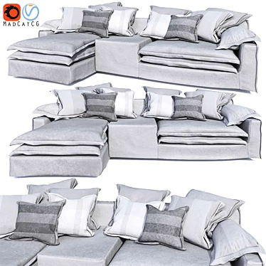Modern Grey Sofa Settee 3D model image 1 