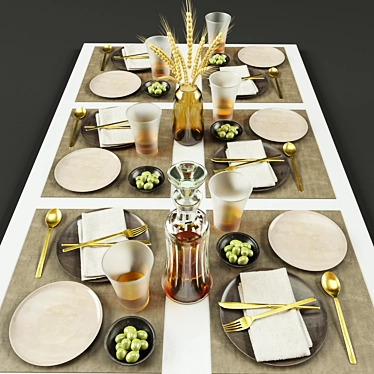 Elegant Tableware Set 011 3D model image 1 