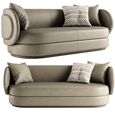 Sleek Leather and Fabric Sofa 3D model image 1 