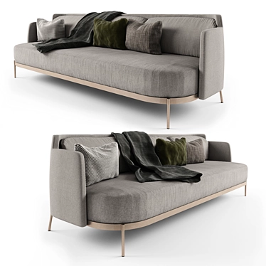 Minotti Tape Sofa: Elegant Grey Seating 3D model image 1 