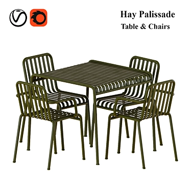 Stylish Hay Palissade Outdoor Set 3D model image 1 