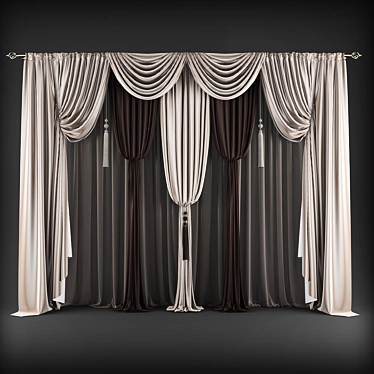 Elegant White Curtain Set 3D model image 1 