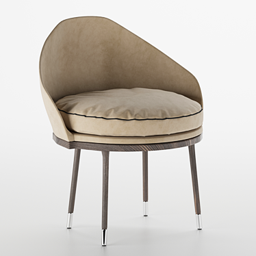 Elegant Tri-Color Fabric Chair 3D model image 1 