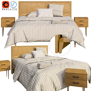 Minimalist Cotton Jersey Linen Bed 3D model image 1 
