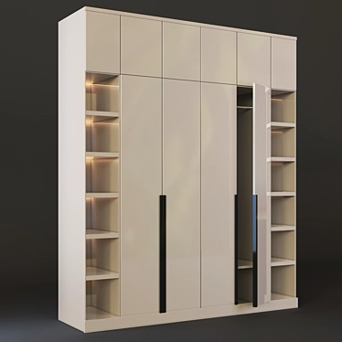 Elegant Tall Wardrobe 3D model image 1 