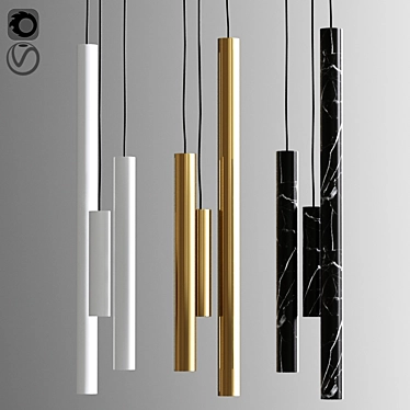 Minimalist Tube Pendant Light 3D model image 1 