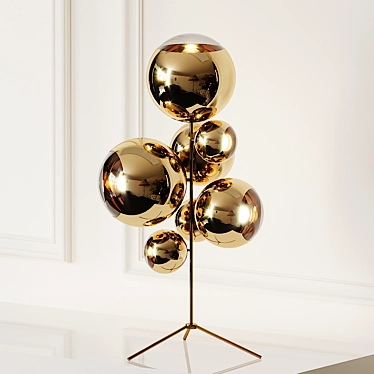 Golden Glow: Mirror Ball Chandelier 3D model image 1 