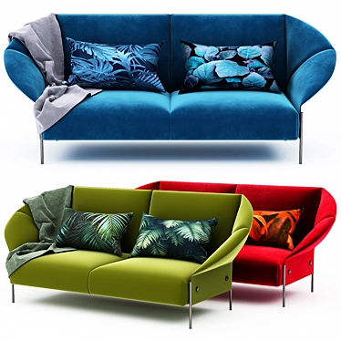 Sleek and Stylish Sofa Set 3D model image 1 