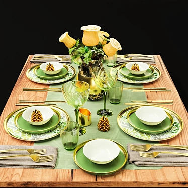 Elegant Tableware Set 016 3D model image 1 