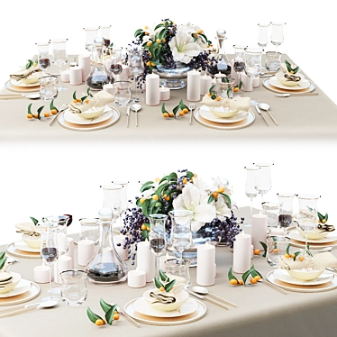 Zara Home table setting with a bouquet of lilies