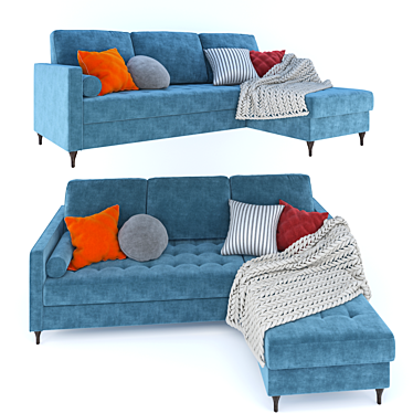 Nordic Corner Sofa: Modern and Stylish 3D model image 1 