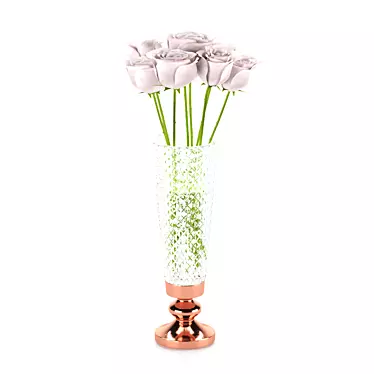 Elegant Snow Queen Rose Vase 3D model image 1 