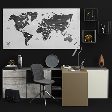 Sleek Office Set: Copenhagen Desk, Adelaide Chair 3D model image 1 