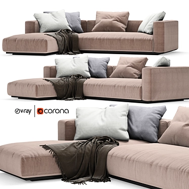 Stunning Grandemare Sofa: 270x205cm 3D model image 1 